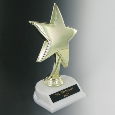 8" Star Trophy w/White Base & Black Plate