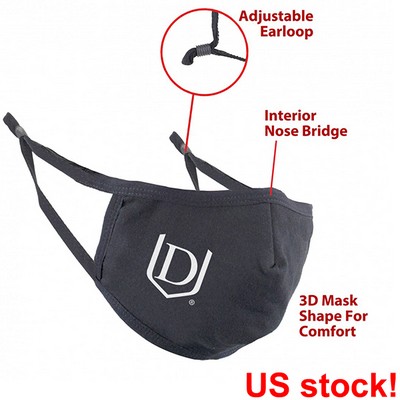 3D Cotton Face Mask - Black