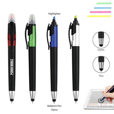 2 Side Highlighter Pen w/Stylus