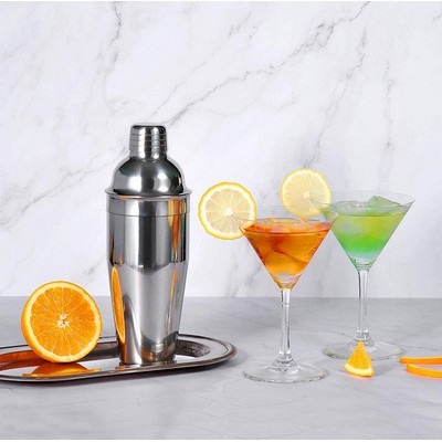 25OZ/750ML Cocktail Shaker 201 Stainless Steel Wine Shaker with Strainer and Lid Top