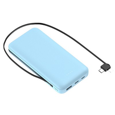 10000 mAh Power Bank with Built in Cable