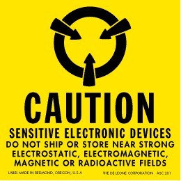 Caution Sensitive Electronic Devices Paper Labels - 4" x 4"