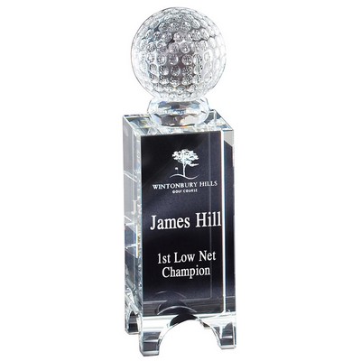 Dimpled Golf Ball Award Series on Footed Block Base, Small (2-1/4"x 7-1/2"H)