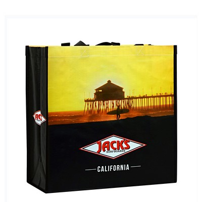 Custom Full-Color Laminated Woven Promotional Tote Bag 15.5"x15.5"x7"