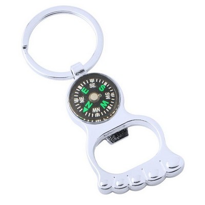 Foot Bottle Opener Compass Keychain