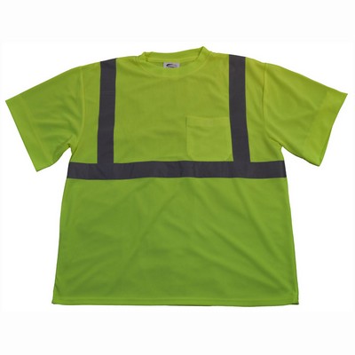 ANSI/ISEA 107-2015 Class 2 Lime Birdseye Mesh High Vis Short Sleeve T-shirts