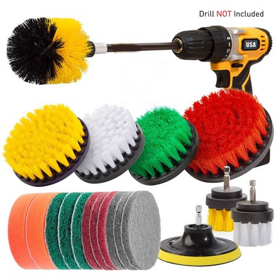 20pc Drill Brush Attachment Set for Grout/Tiles/Sinks/Bathtub