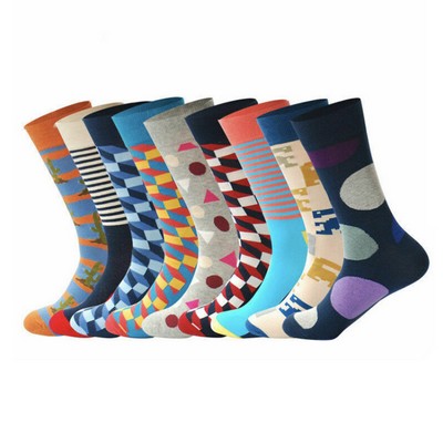 Men Dress Socks Fun Colorful Socks for Men Combed Cotton Patterned Fashion Socks