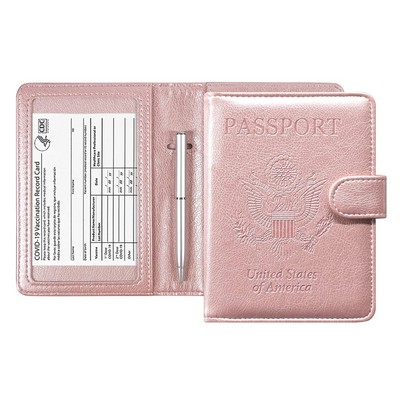 Passport Holder w/RFID Blocking Leather Wallet