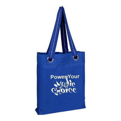 Heavy Cotton Canvas Tote with Large Grommets and Fancy Handles