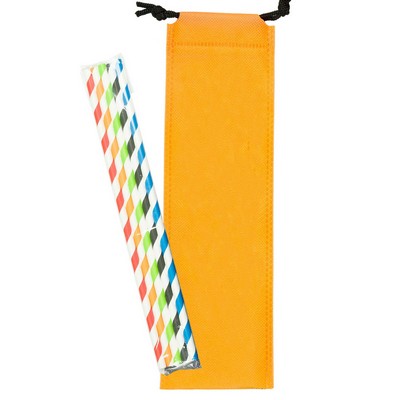 5 Pack disposable Striped Paper Straw in Pouch