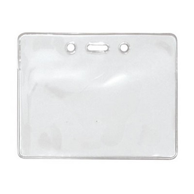 3.80" W x 3.00" H - Horizontal Clear Vinyl Badge Holder (1 Color Imprint)