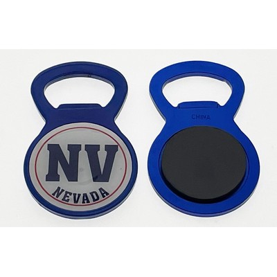 Blue Circle Bottle Opener Magnet