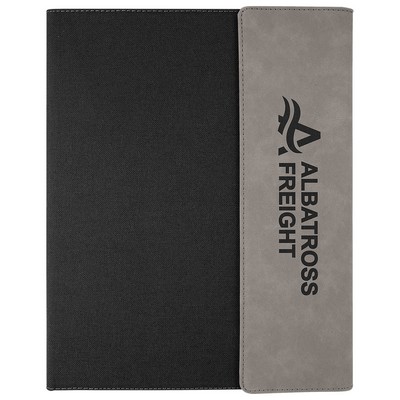 9½" x 12" Gray Leatherette & Black Canvas Portfolio