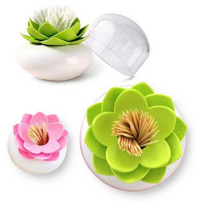 Lotus Cotton Swab Holder Toothpicks Storage Organizer