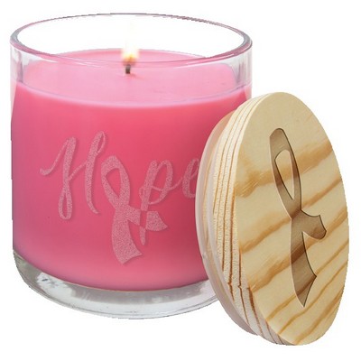 Peony Rose Candle in a Glass Holder with Wood Lid, 14 oz