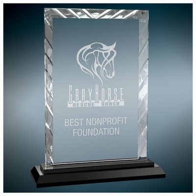 9" Rectangle Accent Glass Award w/Black Base