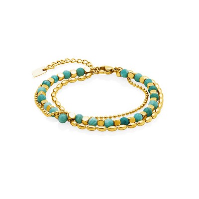 CJ Steelx Layered Amazonite and Chain Bracelet - Gold