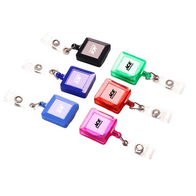 Square Shape Retractable Badge Reel with Metal Clip