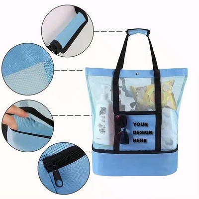 Mesh Beach Bag with Cooler Compartment