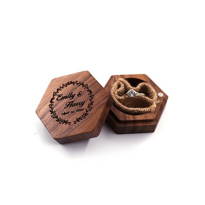 Hexagon Wooden Ring Box