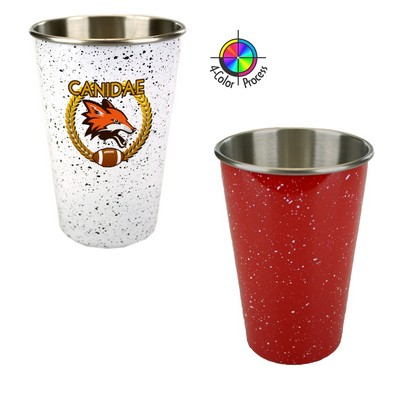 16.5 Oz. Red-Silver Speckled Enamel Pint Glass (4 Color Process)