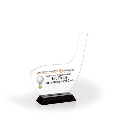 Golf Club Award with Black Wood Base, Large - UV Print