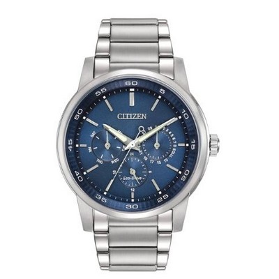 Citizen® Men's Corso Eco-Drive® Stainless Steel Dress Watch w/Blue Dial