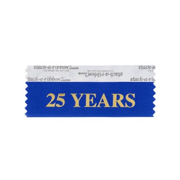 25 Years Stk A Rbn Blue Ribbon Gold Imprint