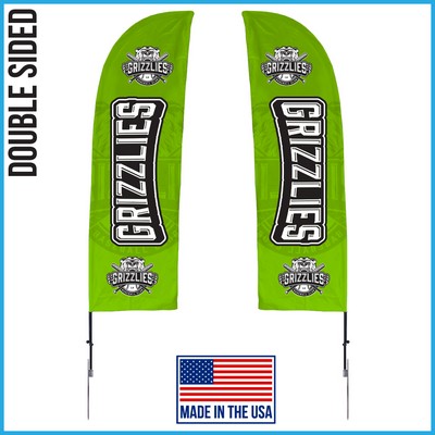 10ft Double Sided Premium Straight Flag with Spike Base & Carry Bag - Made in the USA