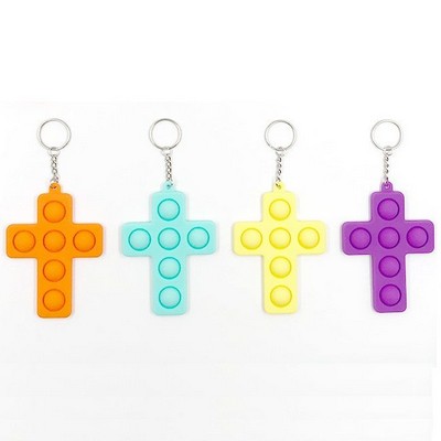 Cross Shape Push Pop Bubble Keychain