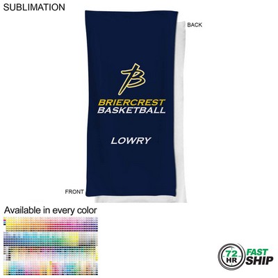 72 Hr Fast Ship - Team Towel in Microfiber Dri-Lite Terry, 20x40, Sublimated bench, neck towel