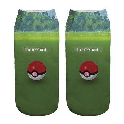 Pokemon Ball Low Cut Short Green Socks