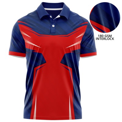 Unisex 180 GSM Poly Interlock Sublimation Short Sleeve Polo Shirts