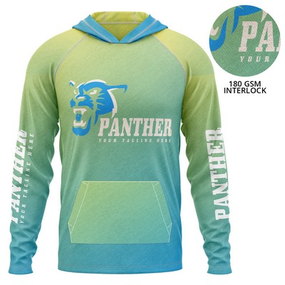 Unisex 180 GSM Poly Interlock Sublimation Pullover Hoodie w/Kangaroo Pocket