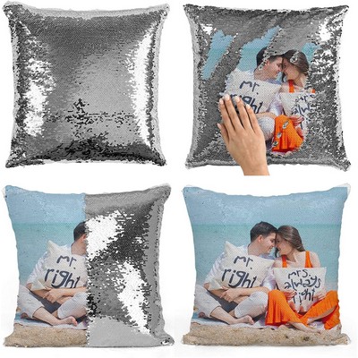 Personalized Sequin Pillow With Picture 16"x16"