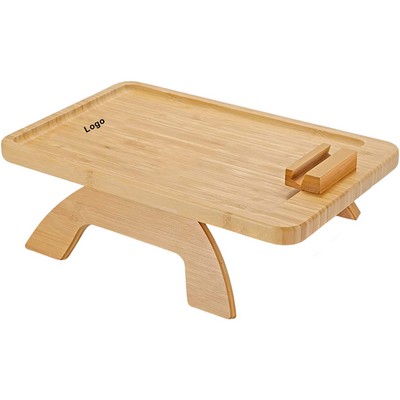 Bamboo Sofa Tray Home Decor Portable Folding Arm Tray