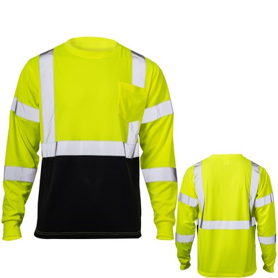 Hi Viz Class 3 Color Block Reflective Tape Safety T-Shirt With Pocket