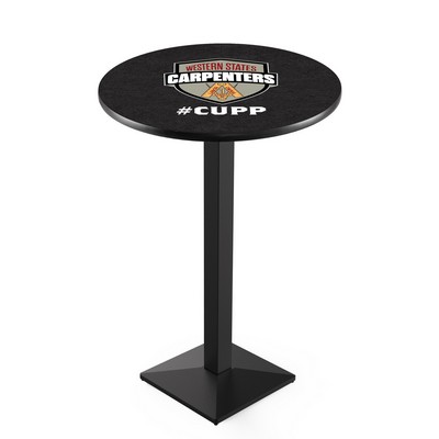 30" Tall, 30" Round Top Pub Table w/Black Finish, Square Base