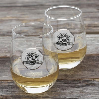 2-Piece Stemless Wine Glass Set with Medallion