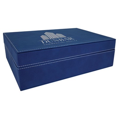 12 1/4" x 8 1/4" Blue/Silver Laserable Leatherette Premium Gift Box