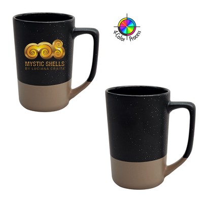 16 Oz. Satin Speckled Black w/Warm Gray Base Tall Phoenix Cafe Mug (4 Color Process)