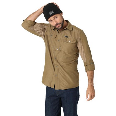 ATG -x- Wrangler® Men's Kangaroo Khaki Mix Material Long Sleeve Shirt