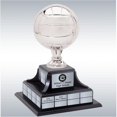 Silver Volleyball Trophy w/Perpetual Base (14'' x 14'' x 17'')