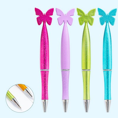 Plastic Butterfly Pattern Twist Ballpoint Pen