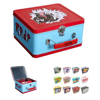 Retro Metal Tin Tote Lunchbox