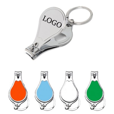 Round Nail Clipper/Bottle Opener Keyring