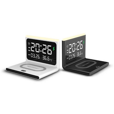 3 In 1 Alarm Clock Wireless Charger With Temperature Display