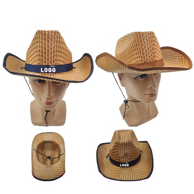 With Customizable Band Straw Cowboy Hat