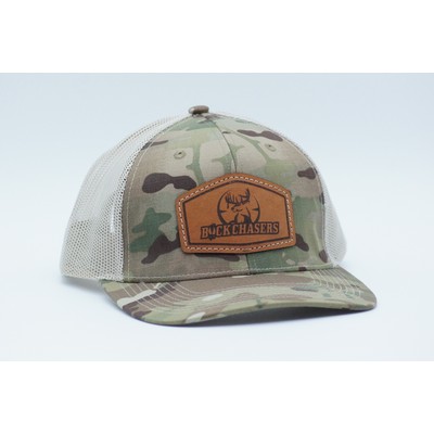 Outdoor Cap OC771CAMO Camo Premium Modern Structured Trucker Cap with Leather Patch